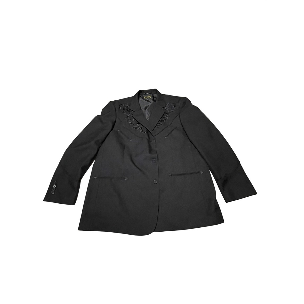 Scully Mens Western Blazer Black Floral Embroidered Sport Coat Size 50 Cowboy